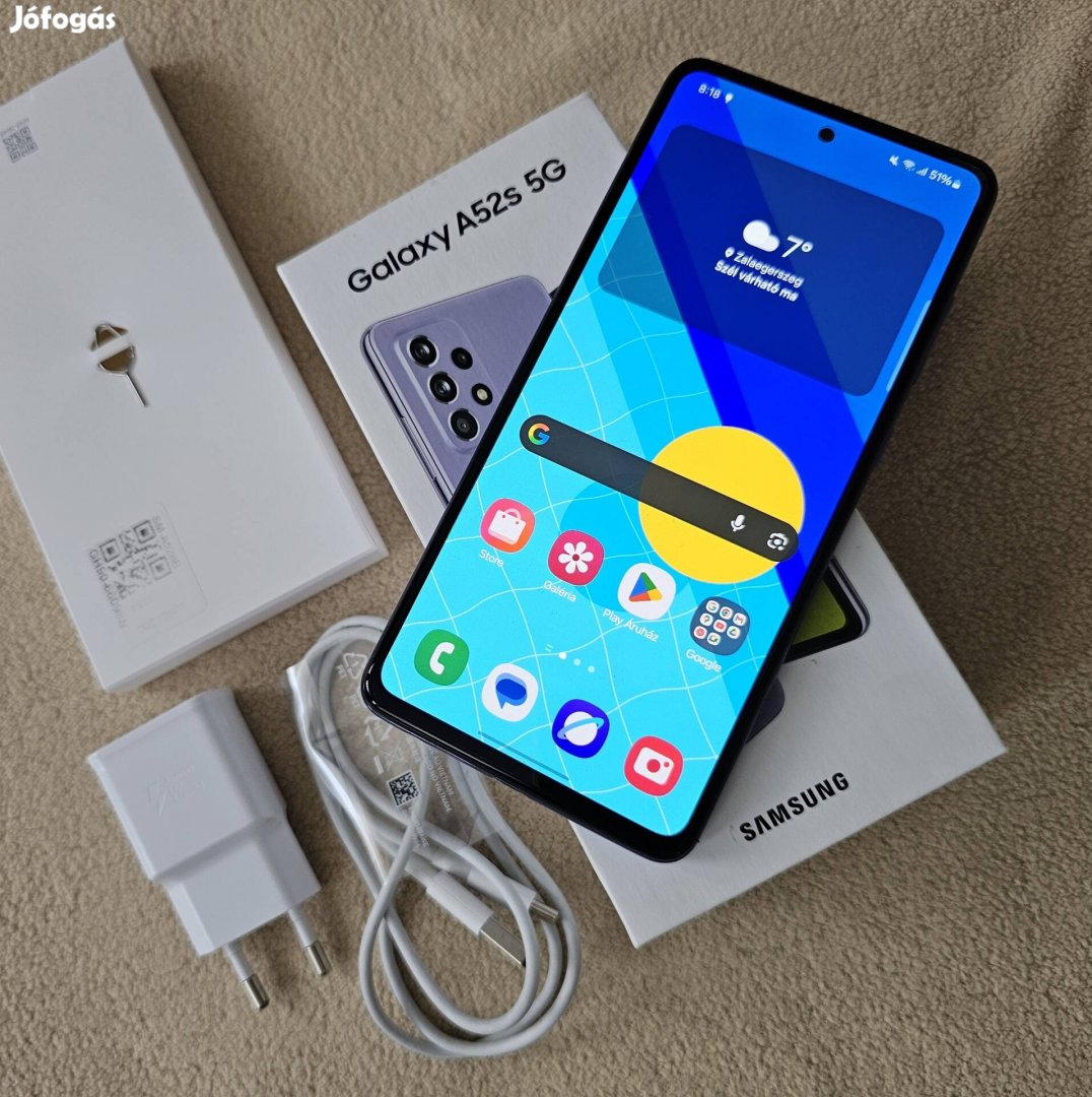 Samsung Galaxy A52s 5G 128GB full dobozos, fóliás! A52 S 5G