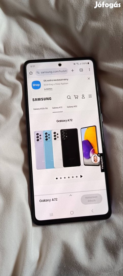 Samsung Galaxy A72 hibátlan dual sim lila