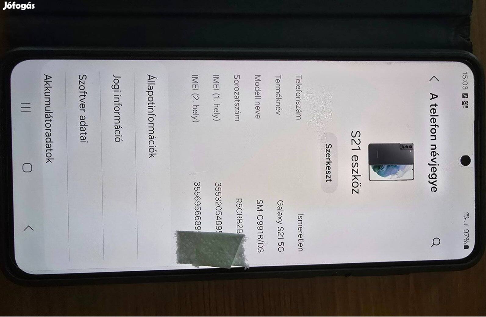 Samsung Galaxy S21 128GB 8GB RAM Dual Sim fekete (SM-G991)