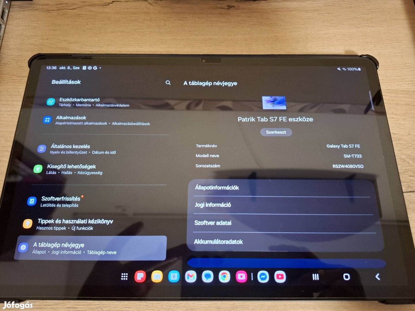 Samsung Galaxy Tab S7 FE tablet gyári állapotban