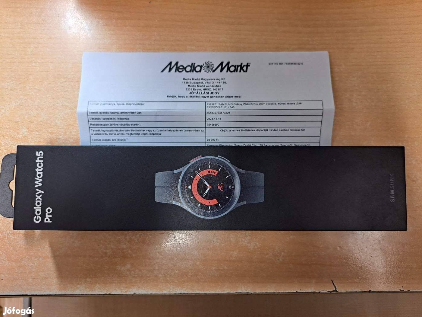 Samsung Galaxy Watch 5 Pro 45mm esim Okosóra Új Mediam. Garis !