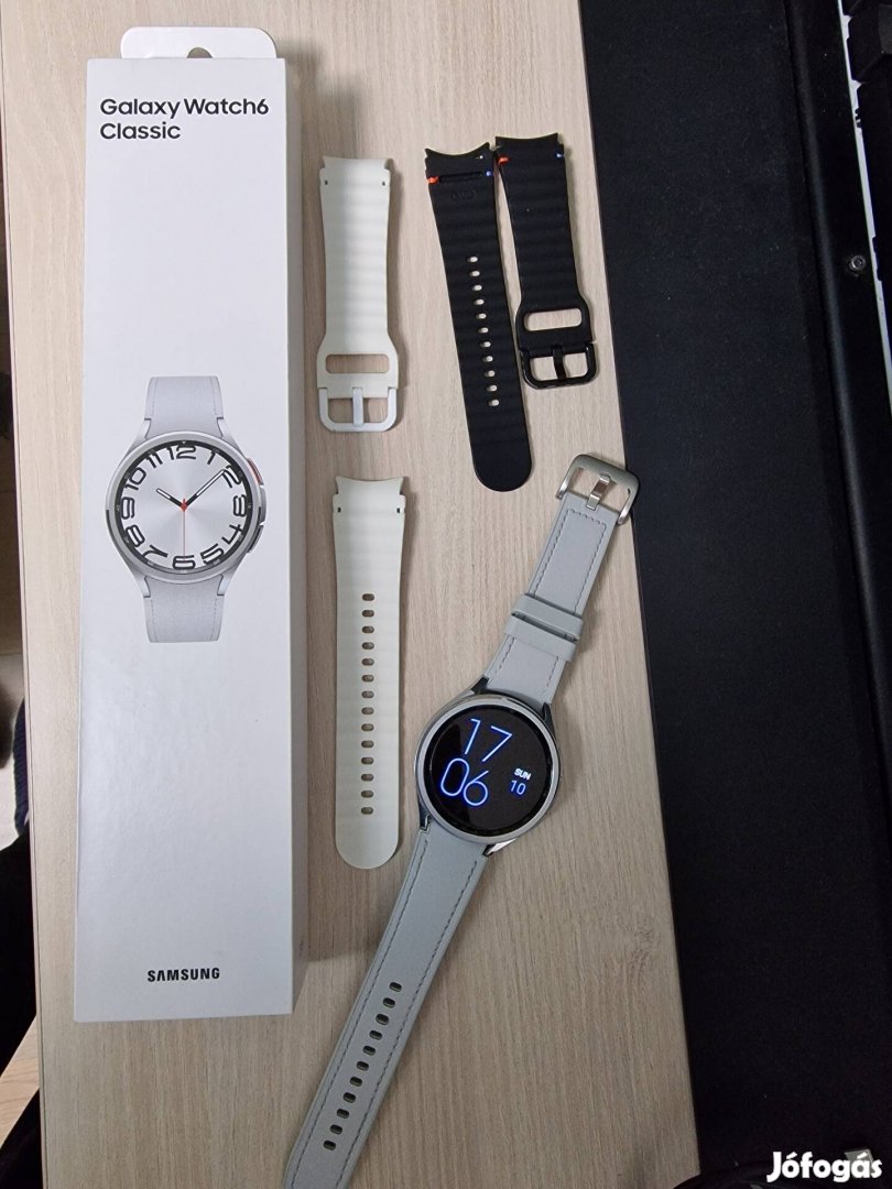 Samsung Galaxy Watch 6 Classic ezüst 47mm bluetooth okosóra +ajándék