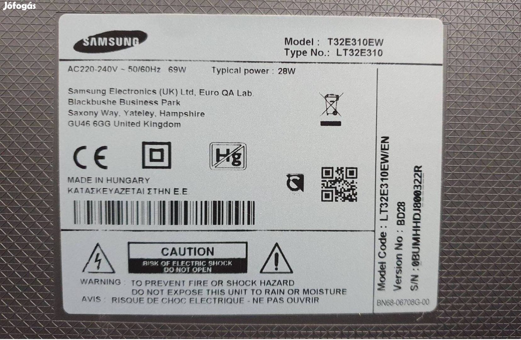 Samsung LT32E310 T32E310EW LED LCD tv hibás törött alkatrésznek