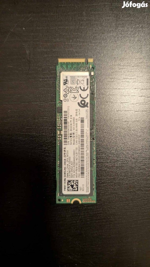 Samsung Nvme SSD 256GB Pcie Gen3x4