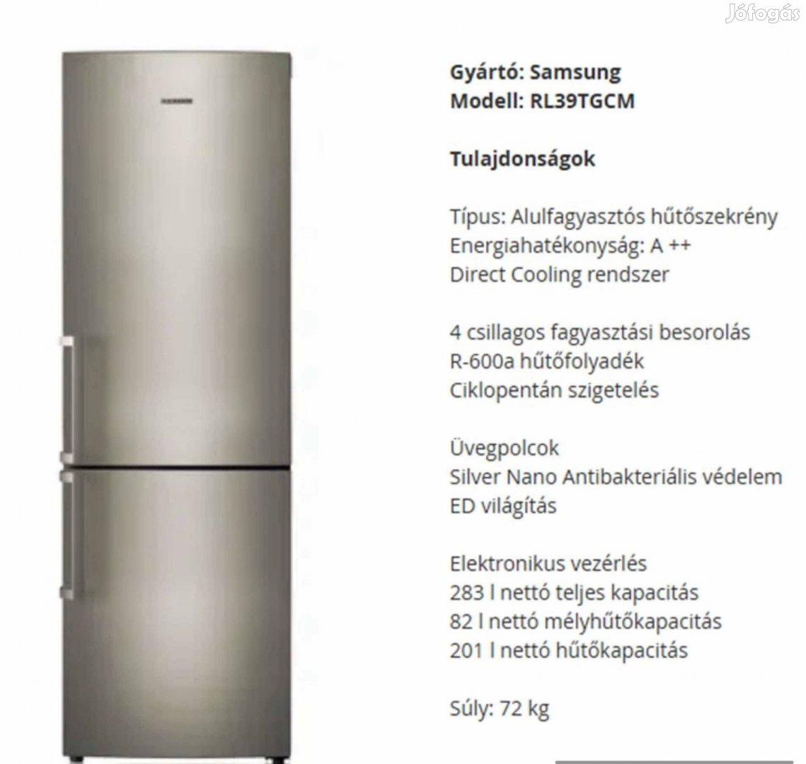 Samsung RL39Tgcmg Hűtő és fagyasztó (használt,de tökéletesen működik)