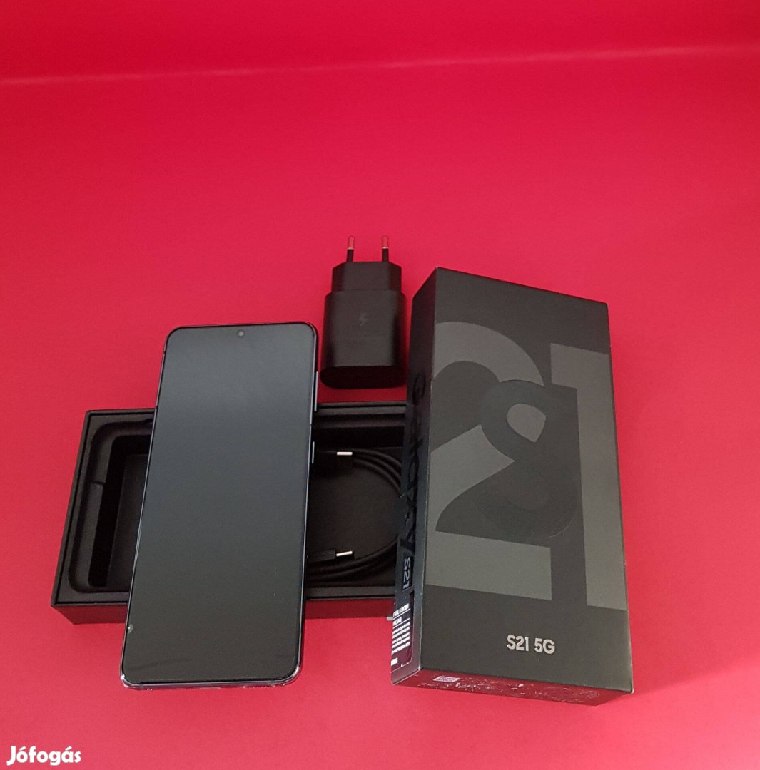Samsung S21 5G 128GB Fekete szép kártyafüggetlen telefon dobozában ela
