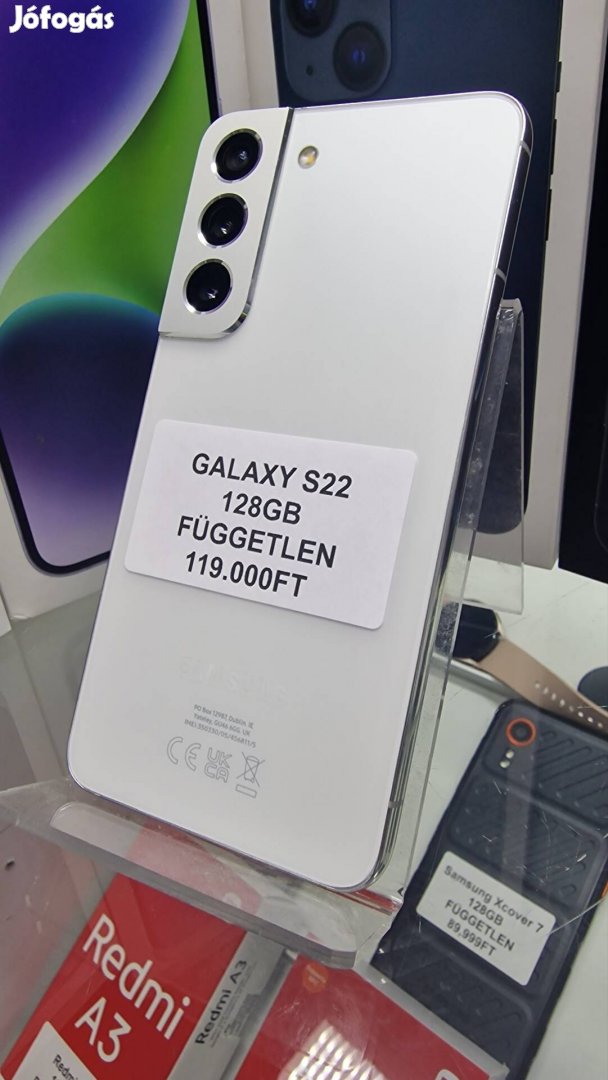 Samsung S22,128GB, fehér, Független, újszerű, Akció 