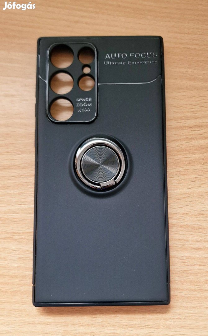 Samsung S22 Ultra ütésálló kitámasztható fémgyűrűs fekete telefontok