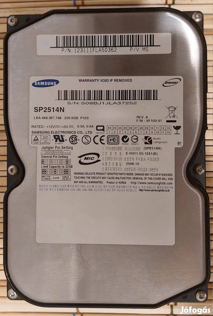 Samsung SP2514N IDE | PATA hdd merevlemez | retro