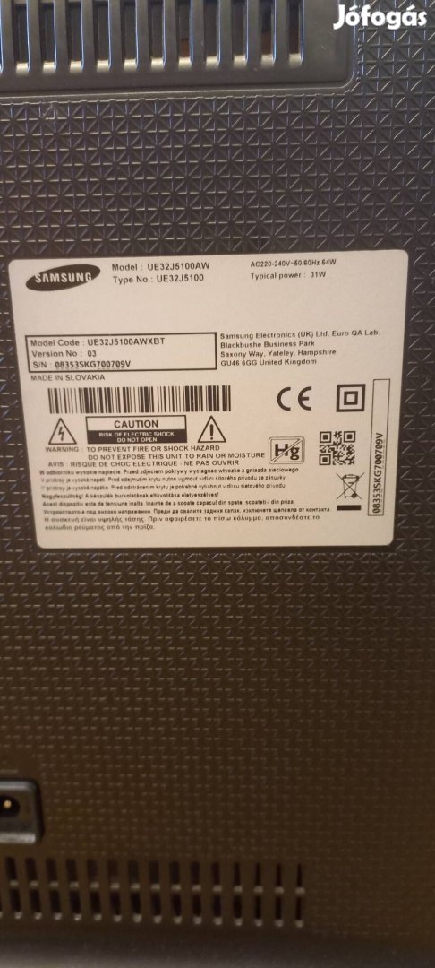 Samsung TV kiválló állapotú (model: ue32j5100aw)