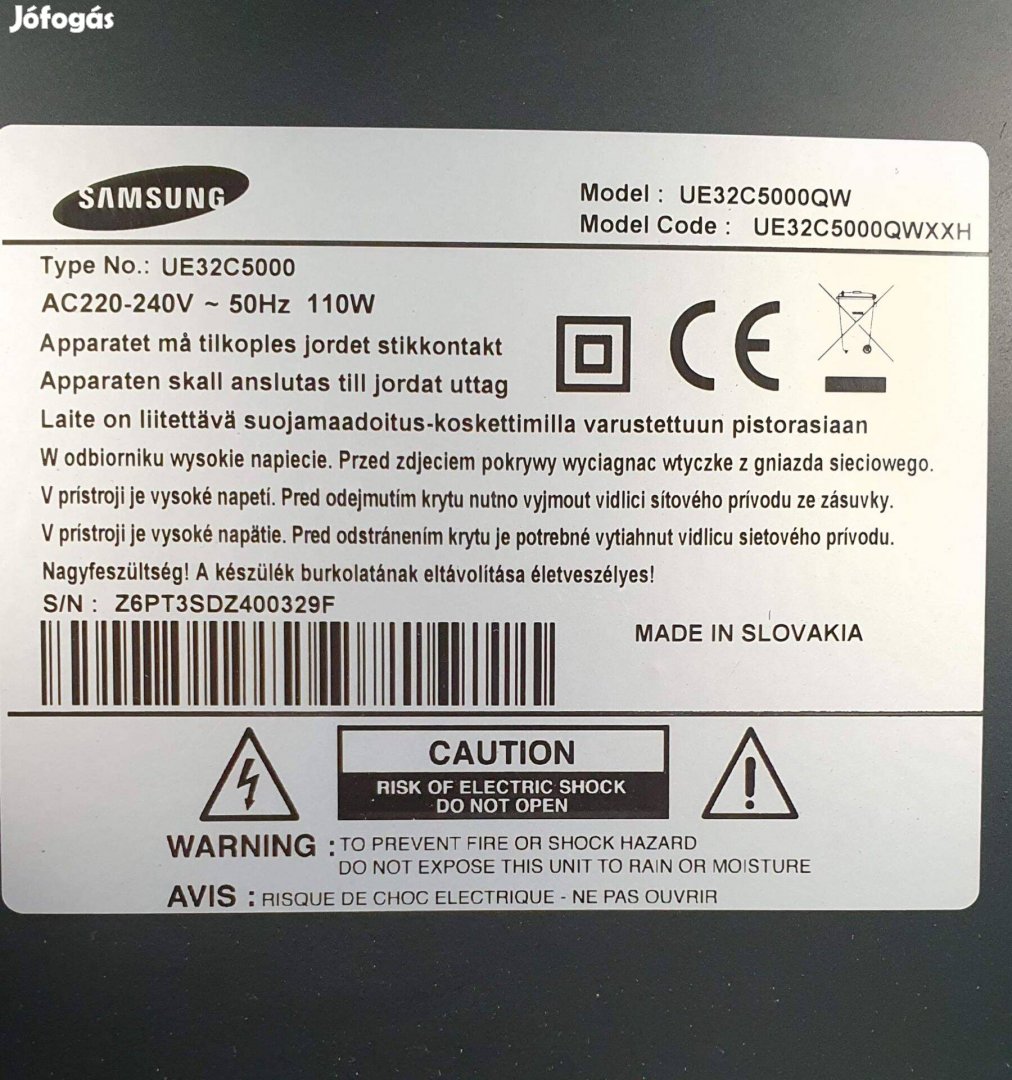 Samsung UE32C5000 LED LCD tv hibás,táp nincs benne