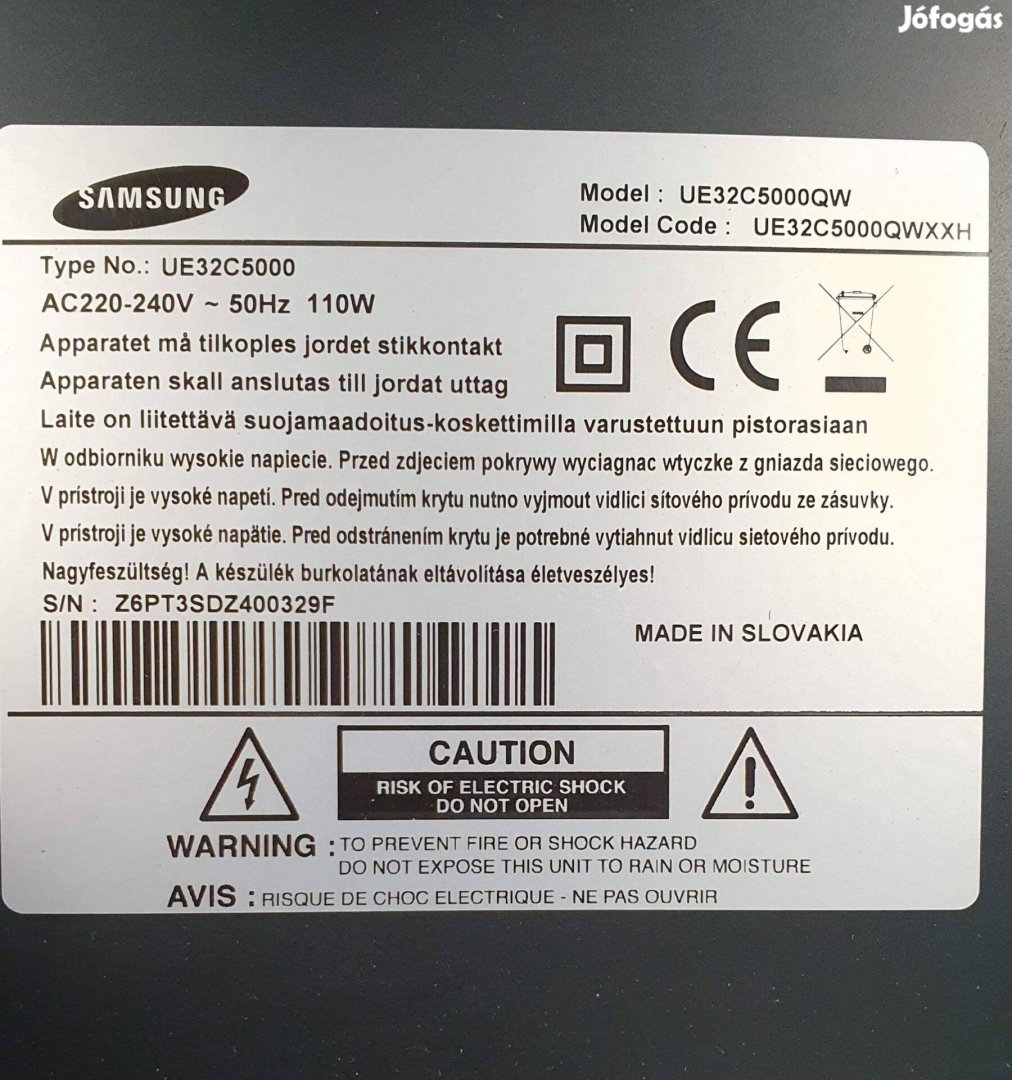 Samsung UE32C5000 LED tv hibás eladó,táp nincs benne