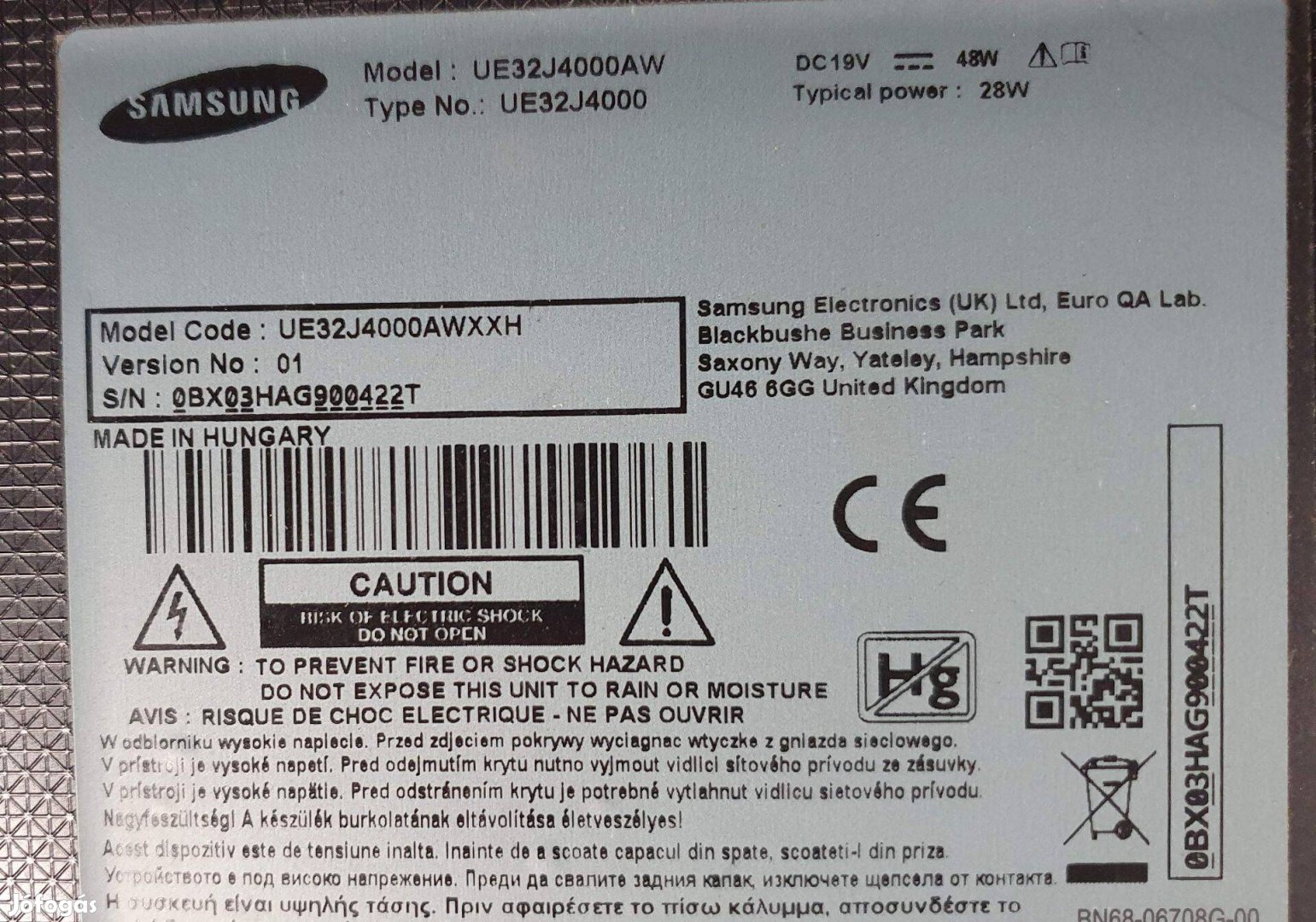 Samsung UE32J4000 LED LCD tv hibás törött alkatrésznek