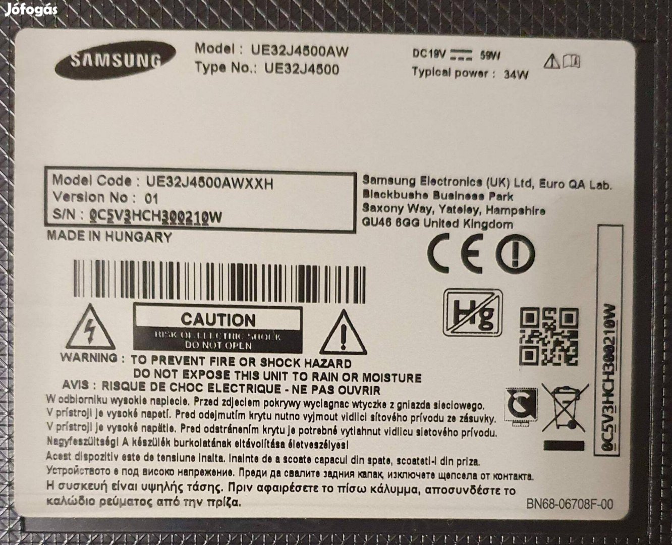 Samsung UE32J4500 Smart LED LCD tv háttér világítás alkatrésznek