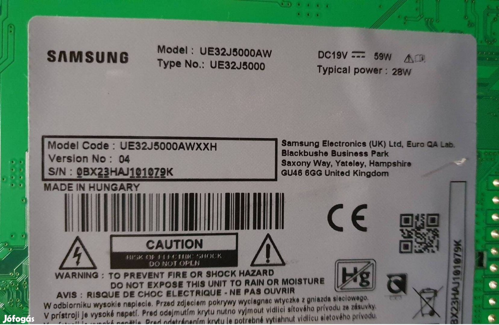 Samsung UE32J5000AW LED LCD tv panelek UE32J5000