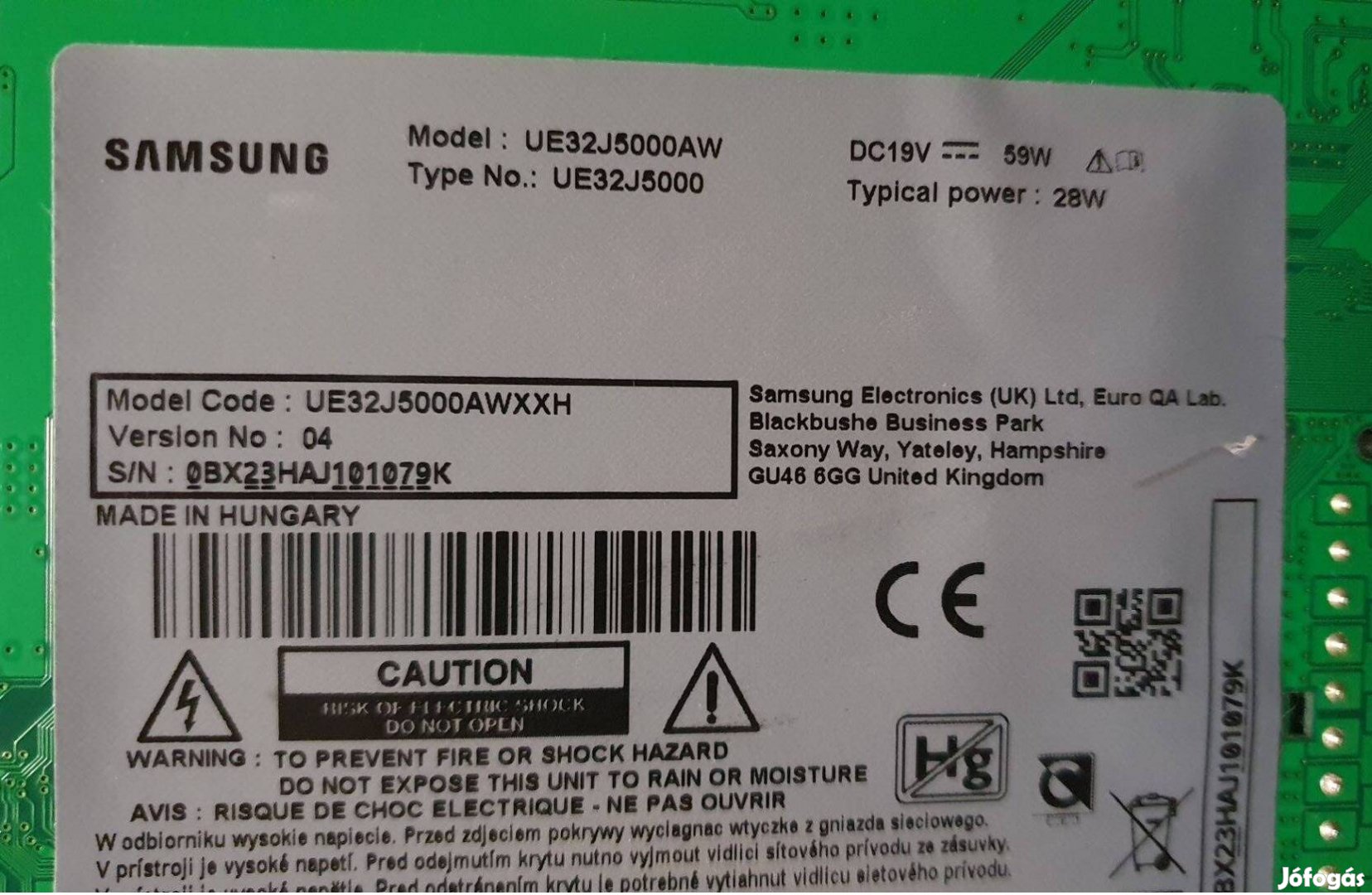 Samsung UE32J5000AW LED LCD tv panelek UE32J5000