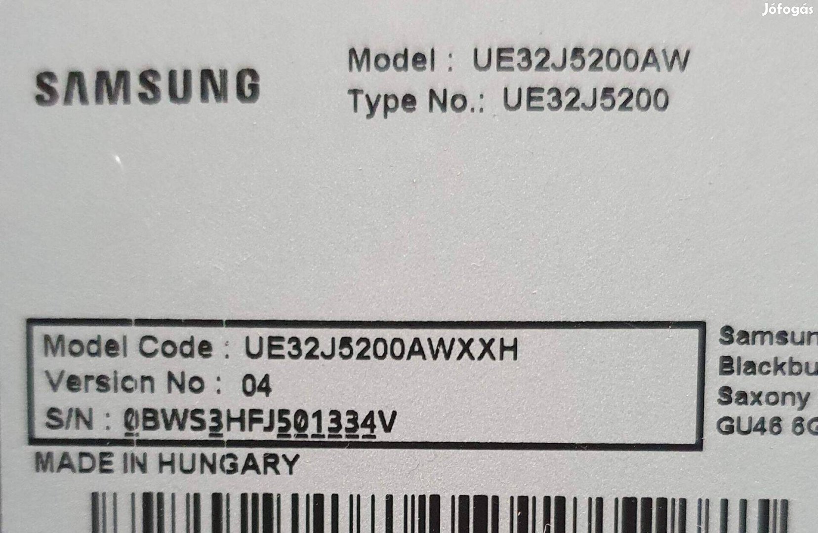 Samsung UE32J5200 LED LCD tv hibás törött alkatrésznek UE32J5200AW