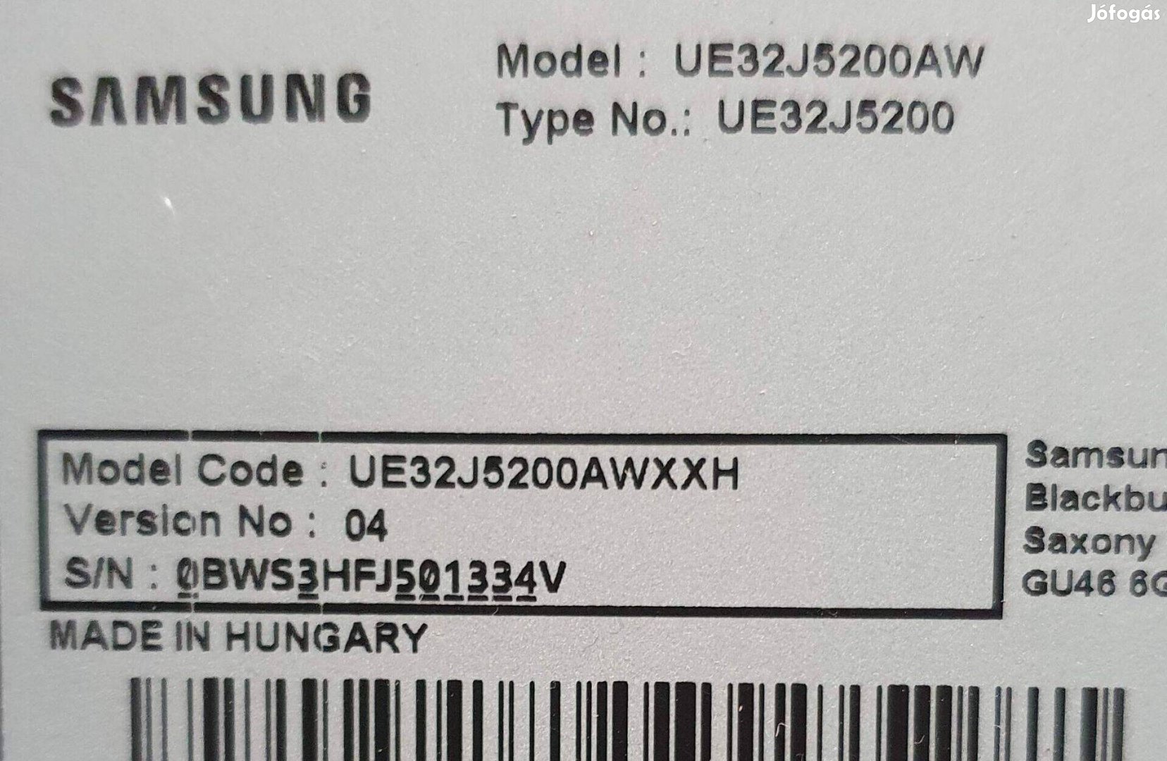 Samsung UE32J5200 LED LCD tv hibás törött alkatrésznek UE32J5200AW