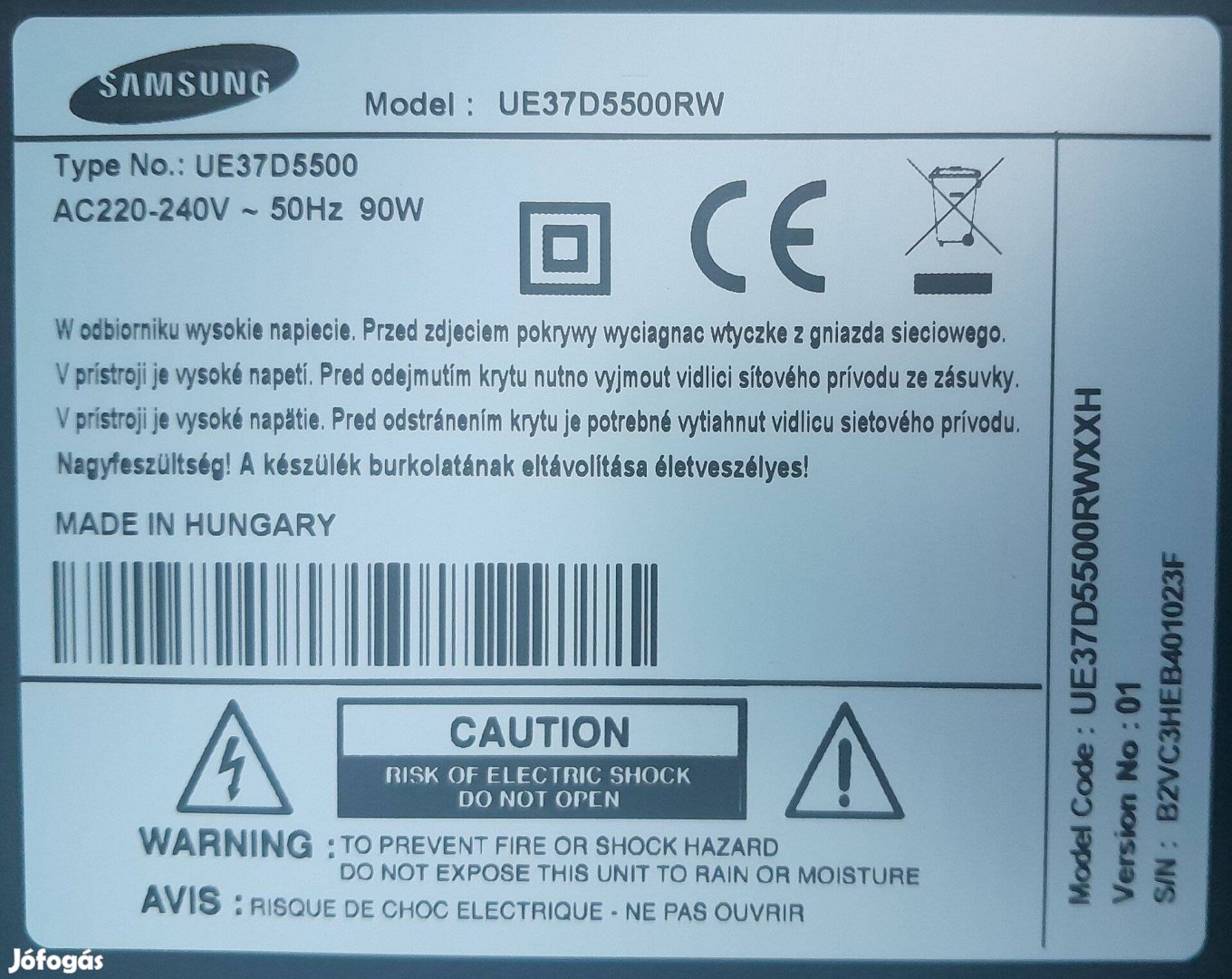 Samsung UE37d5500RW hibás okostévé
