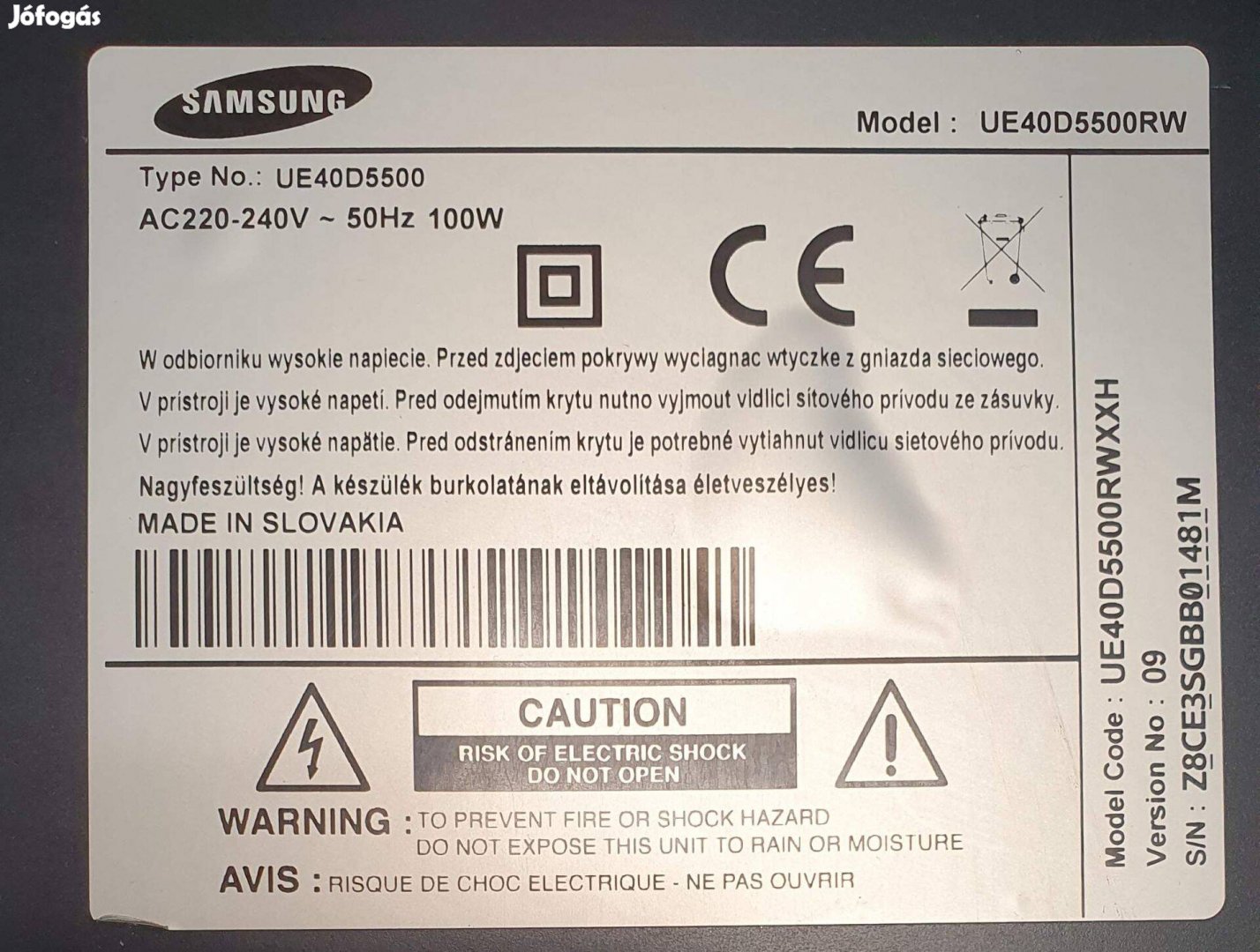 Samsung UE40D5500 LED tv tápegység , tcon - main elkelt