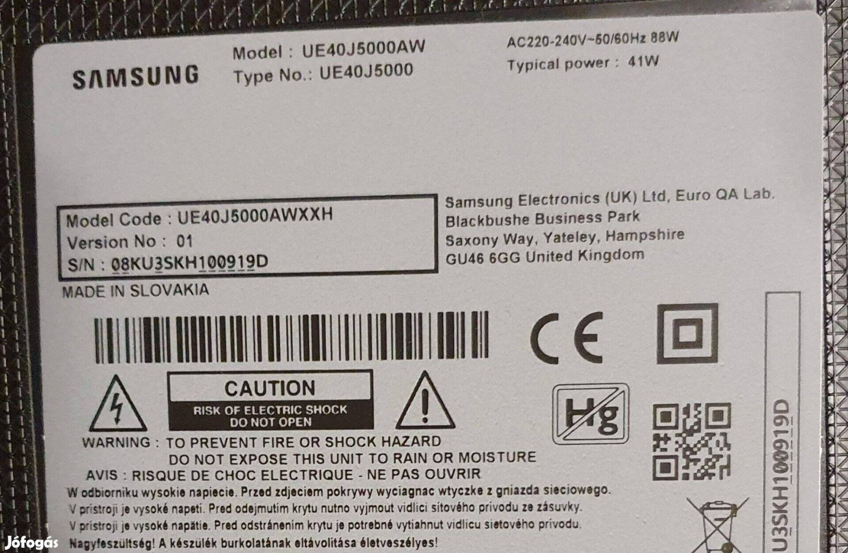 Samsung UE40J5000AW LED LCD tv panelek alkatrésznek UE40J5000