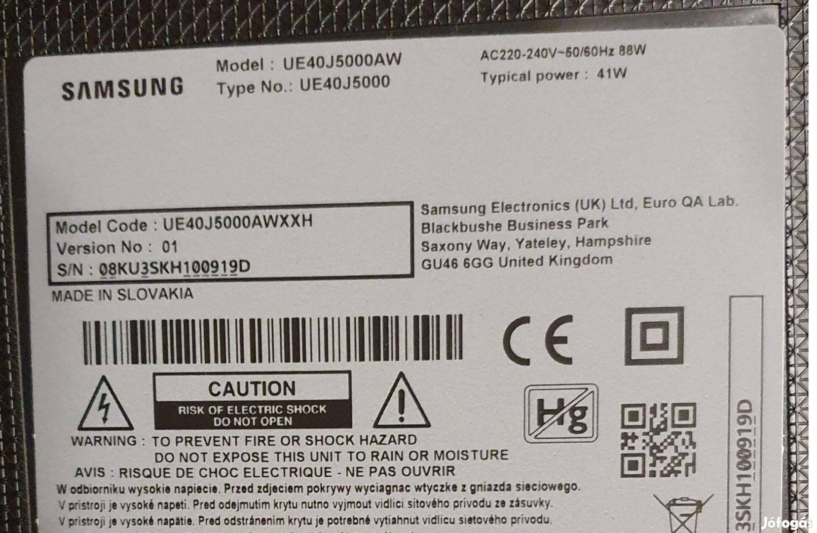 Samsung UE40J5000AW LED LCD tv panelek alkatrésznek UE40J5000