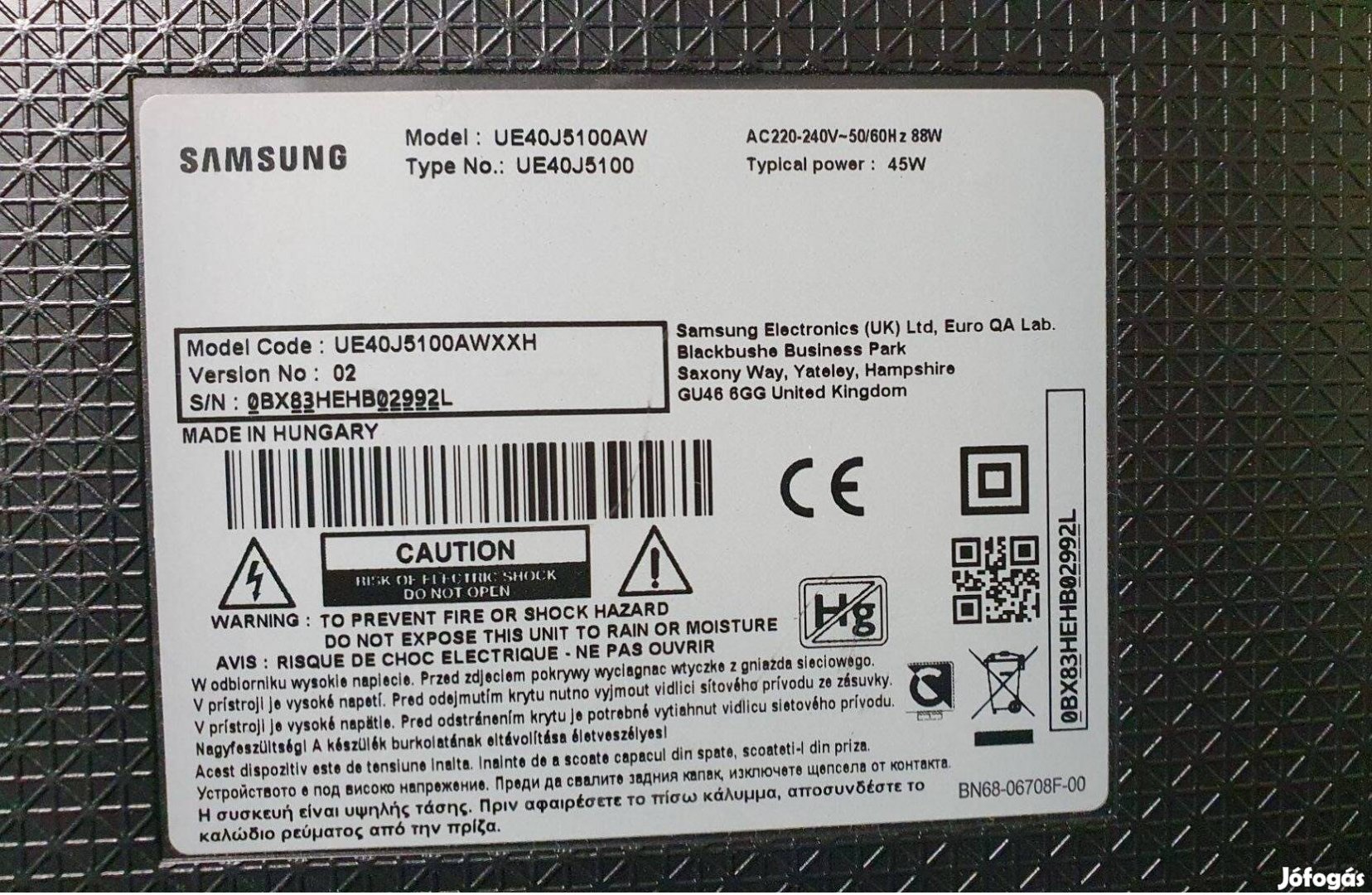 Samsung UE40J5100AW LED LCD tv hibás törött alkatrésznek UE40J5100