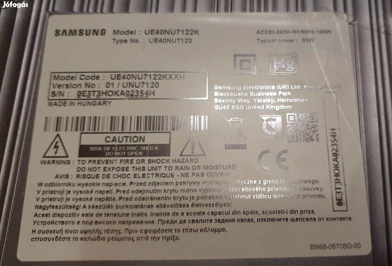 Samsung UE40NU7122K LED tv háttér világítás alkatrésznek UE40NU7122