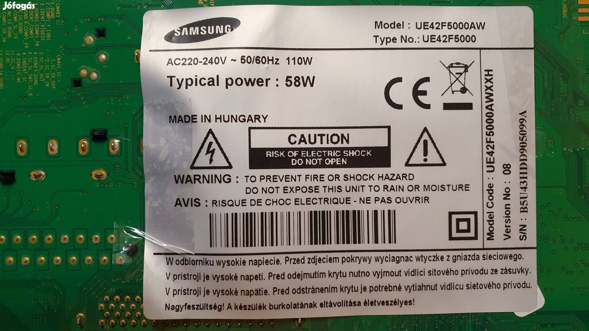 Samsung UE42F5000AW LED LCD tv panelek alkatrésznek UE42F5000