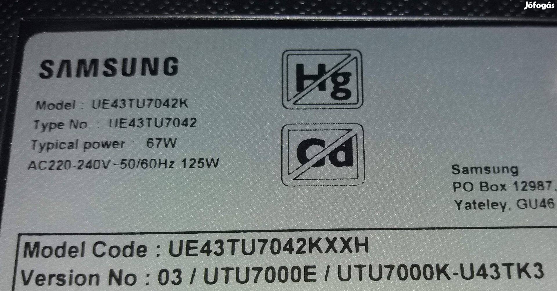 Samsung UE43TU7042K LED LCD tv hibás törött alkatrésznek UE43TU7042 2