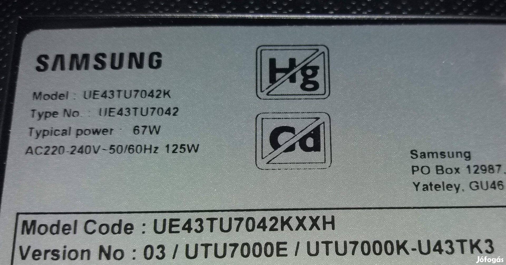 Samsung UE43TU7042K LED LCD tv hibás törött alkatrésznek UE43TU7042 2