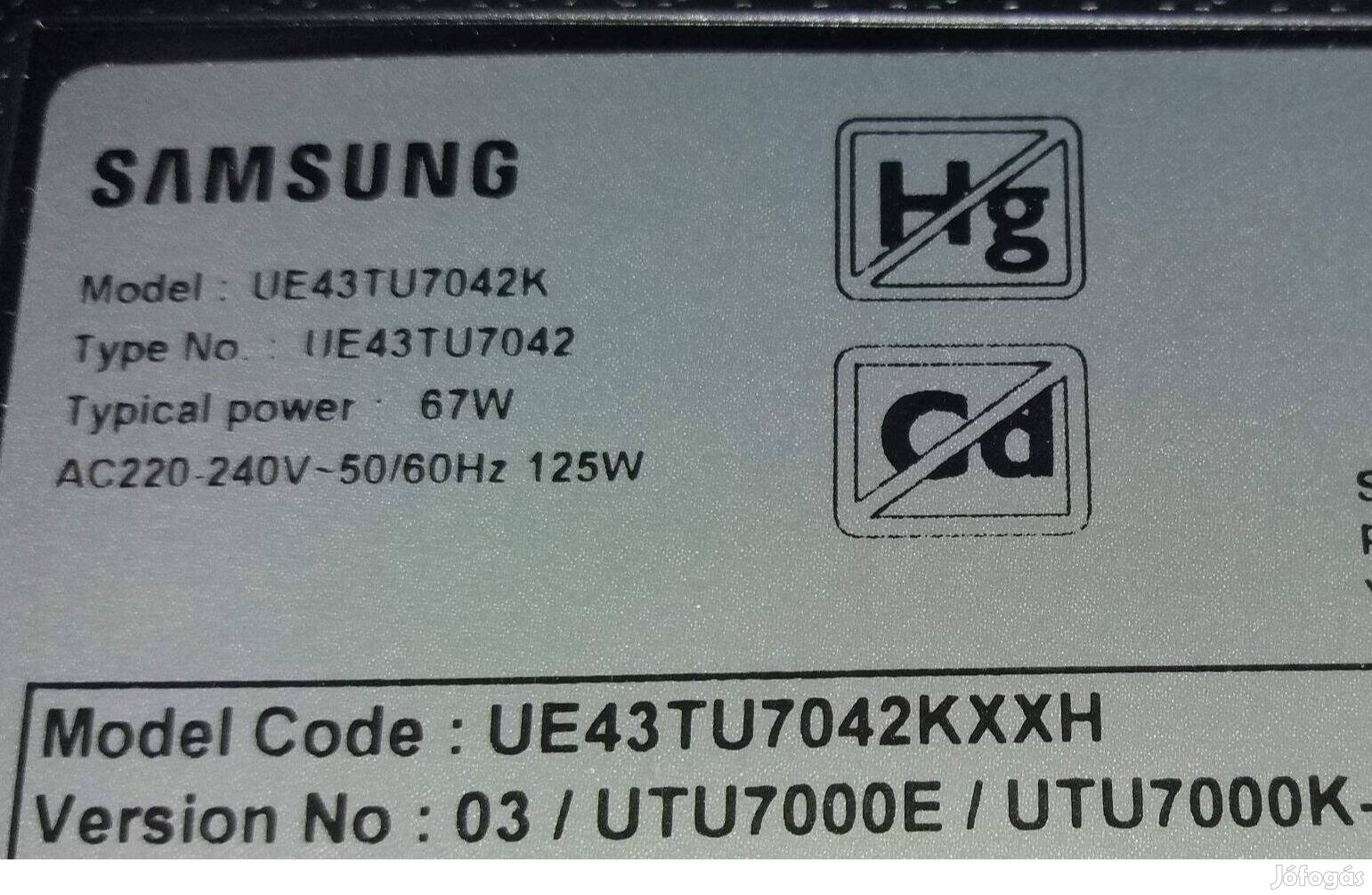 Samsung UE43TU7042K LED LCD tv hibás törött alkatrésznek UE43TU7042 2