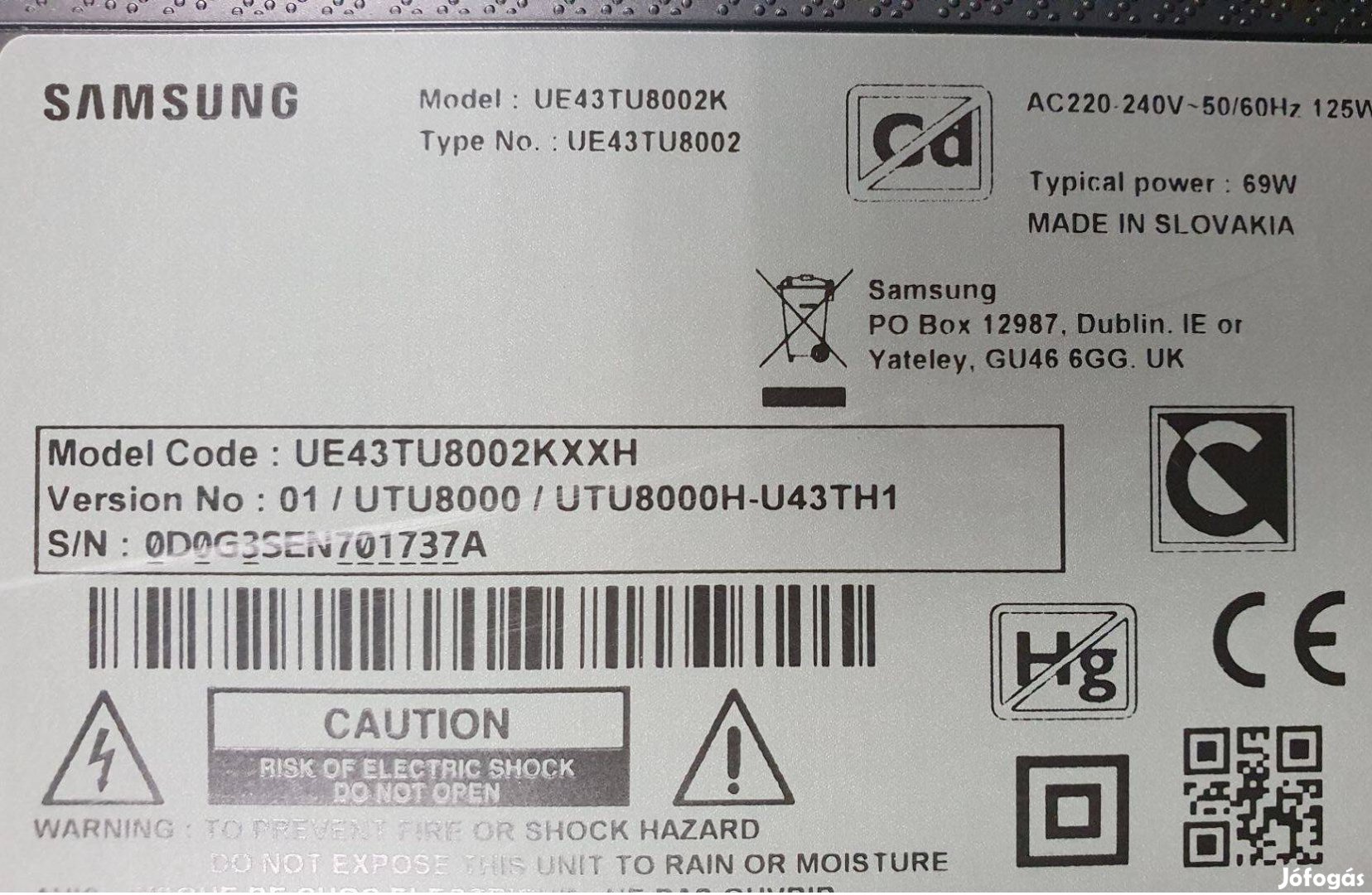 Samsung UE43TU8002K LED tv háttér világítás alkatrésznek UE43TU8002