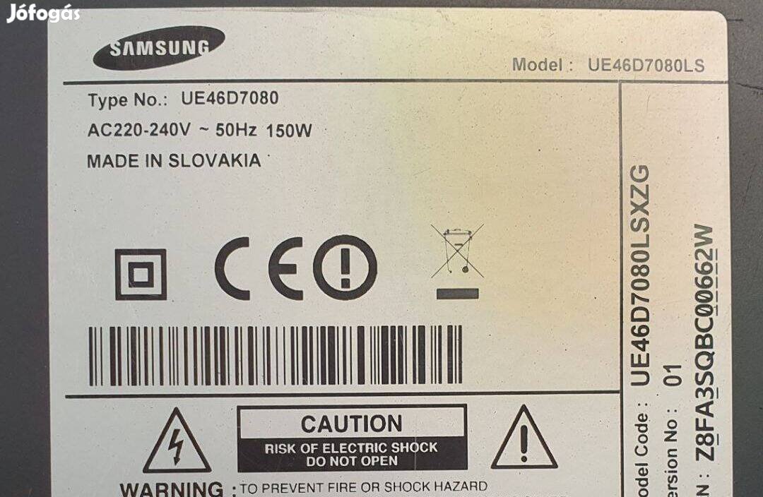 Samsung UE46D7080 LED LCD tv hibás alkatrésznek nem kapcsol be