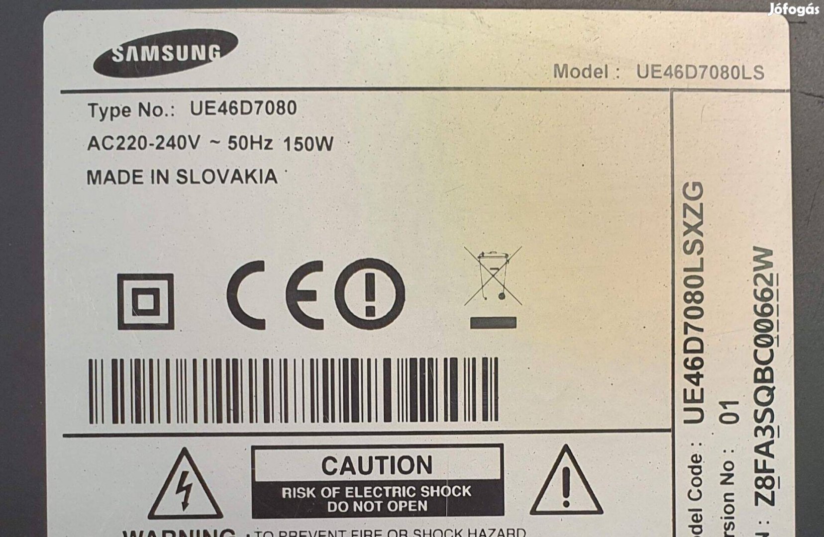 Samsung UE46D7080 LED LCD tv hibás alkatrésznek nem kapcsol be,sérült
