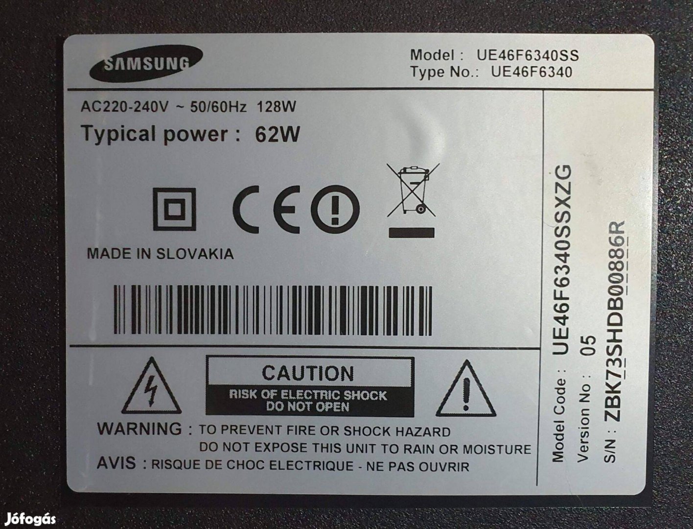 Samsung UE46F6340ss LED LCD hibás törött alkatrésznek