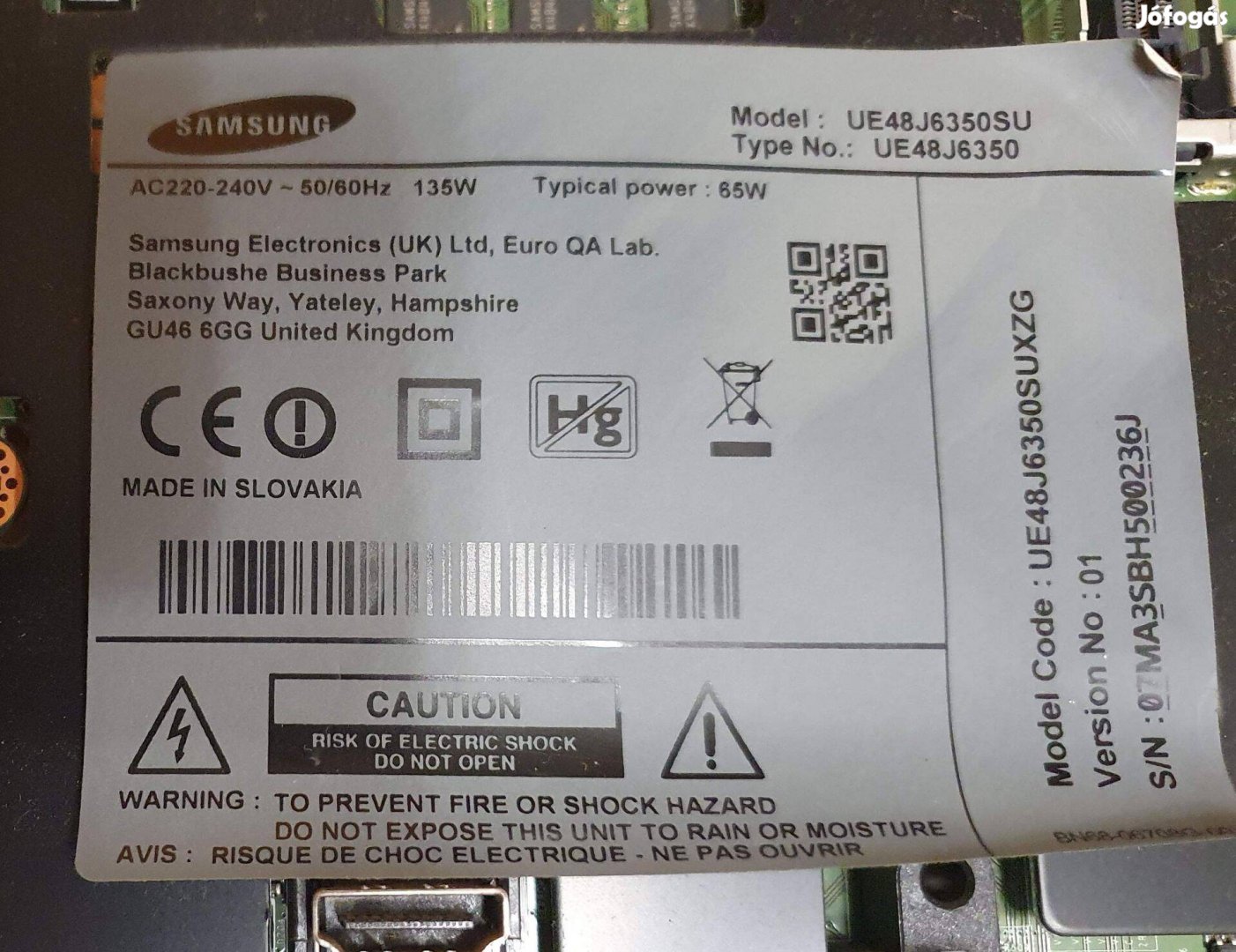 Samsung UE48J6350SU LED tv panelek alkatrésznek Main gyanús!
