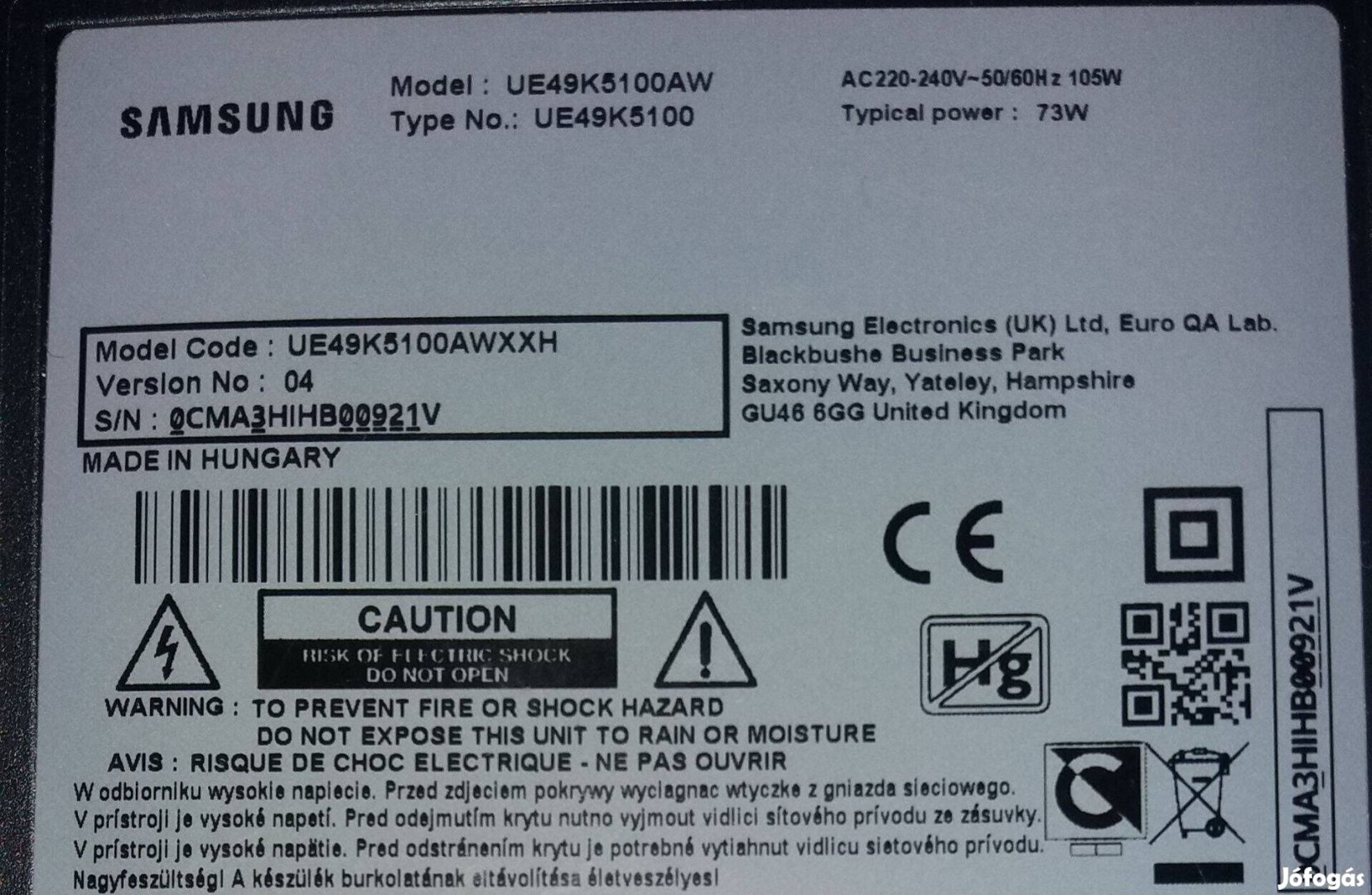 Samsung UE49K5100 LED tv táp ,Tcon panel. main ,háttér elkelt