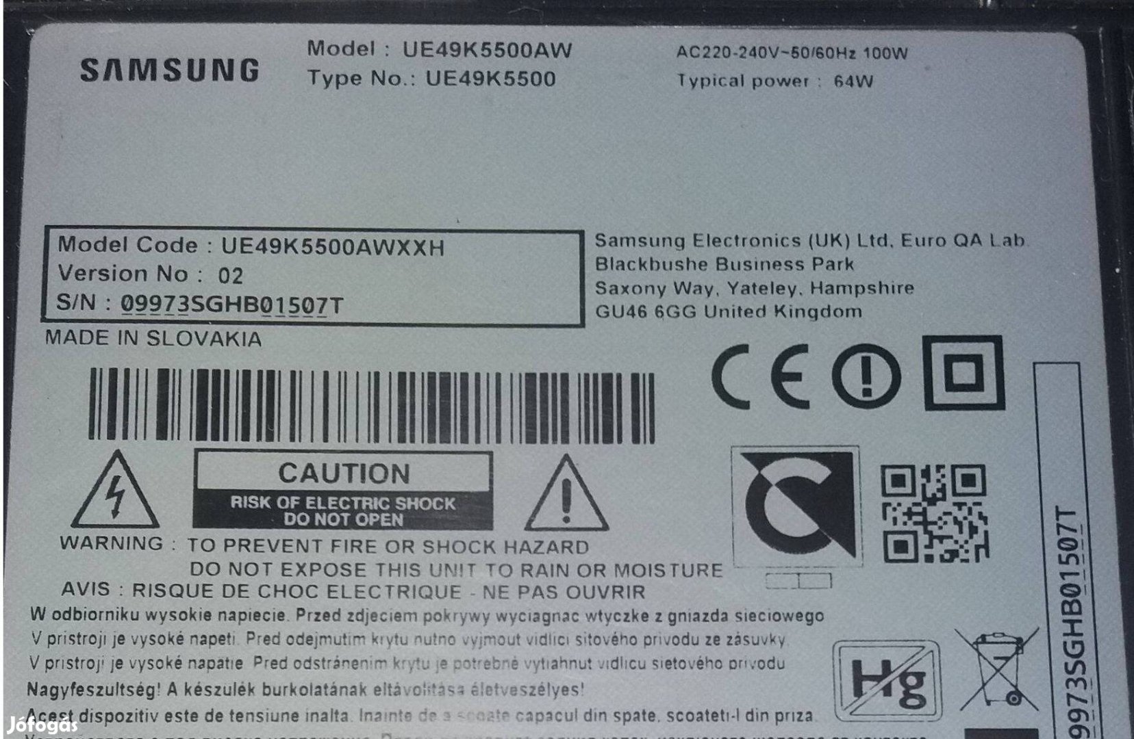 Samsung UE49K5500 LED LCD tv panelek alkatrésznek