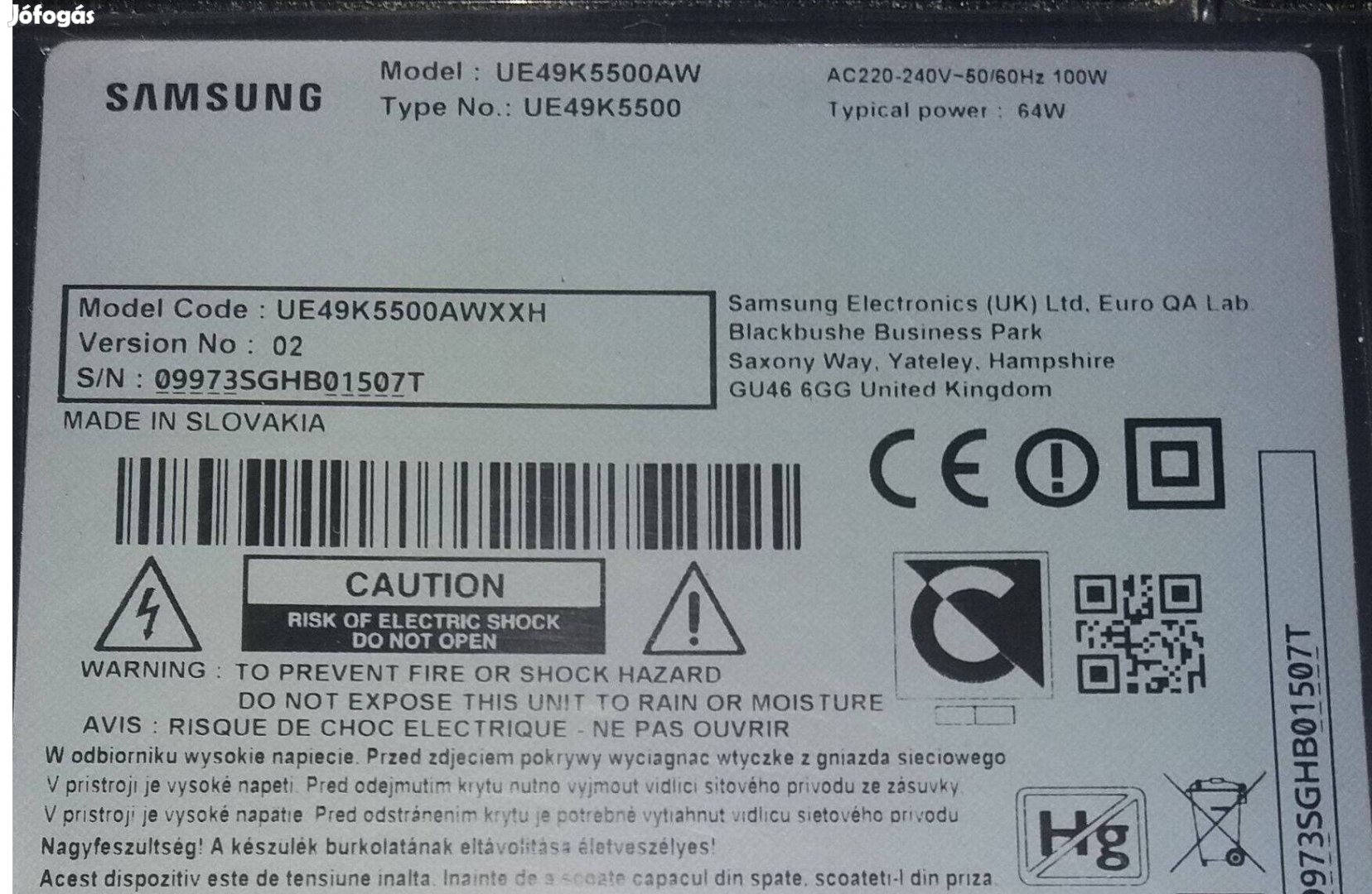 Samsung UE49K5500 LED LCD tv panelek alkatrésznek
