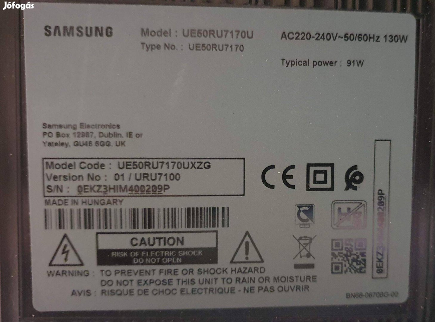Samsung UE50RU7170U LED LCD tv panelek alkatrésznek UE50RU7170