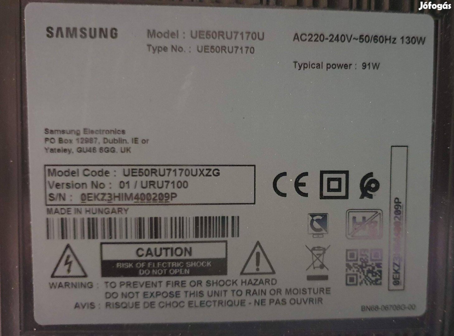 Samsung UE50RU7170U LED LCD tv panelek alkatrésznek UE50RU7170