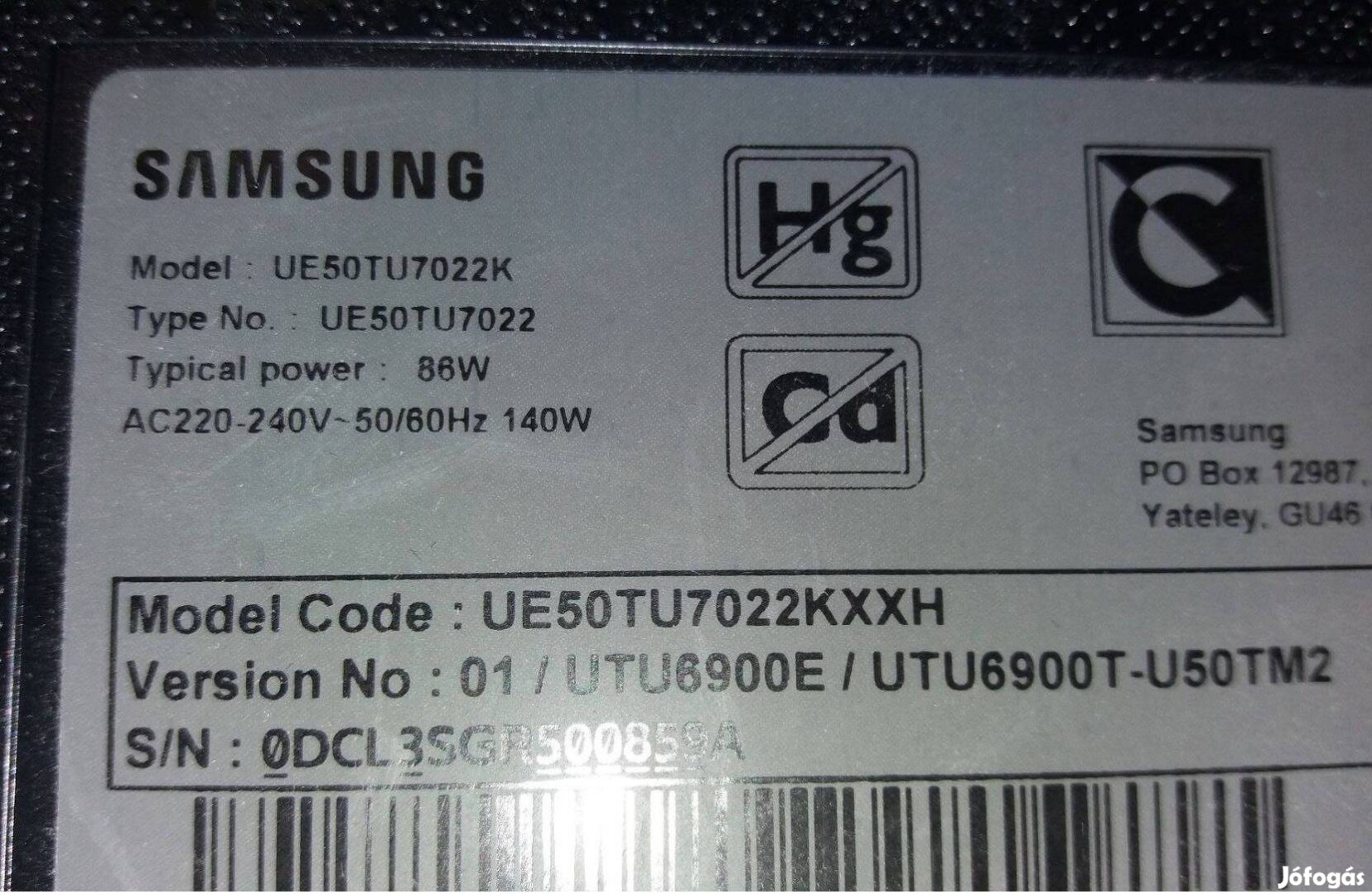 Samsung UE50TU7022K LED LCD tv háttér alkatrésznek UE50TU7022