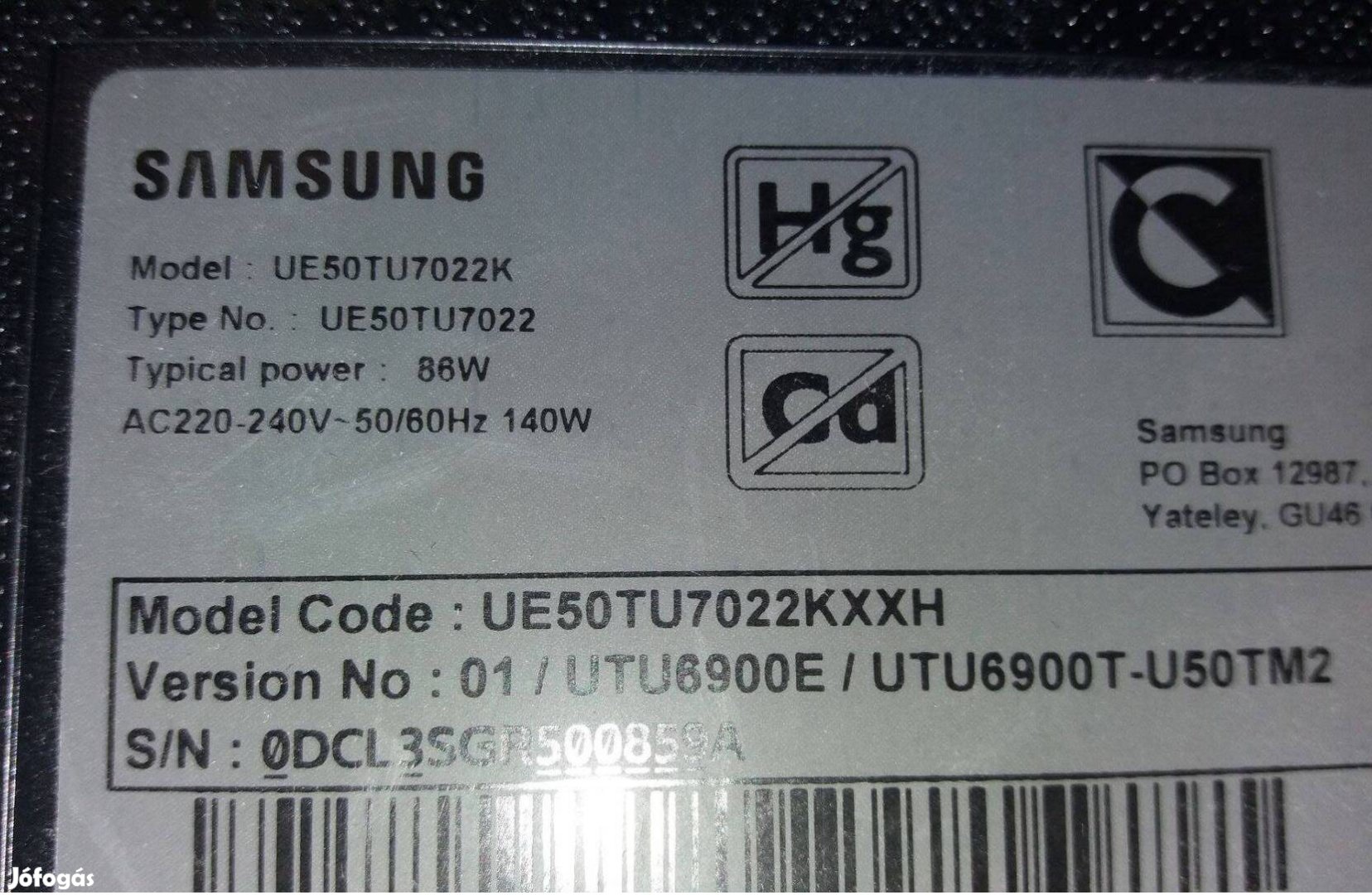 Samsung UE50TU7022K LED LCD tv háttér alkatrésznek UE50TU7022
