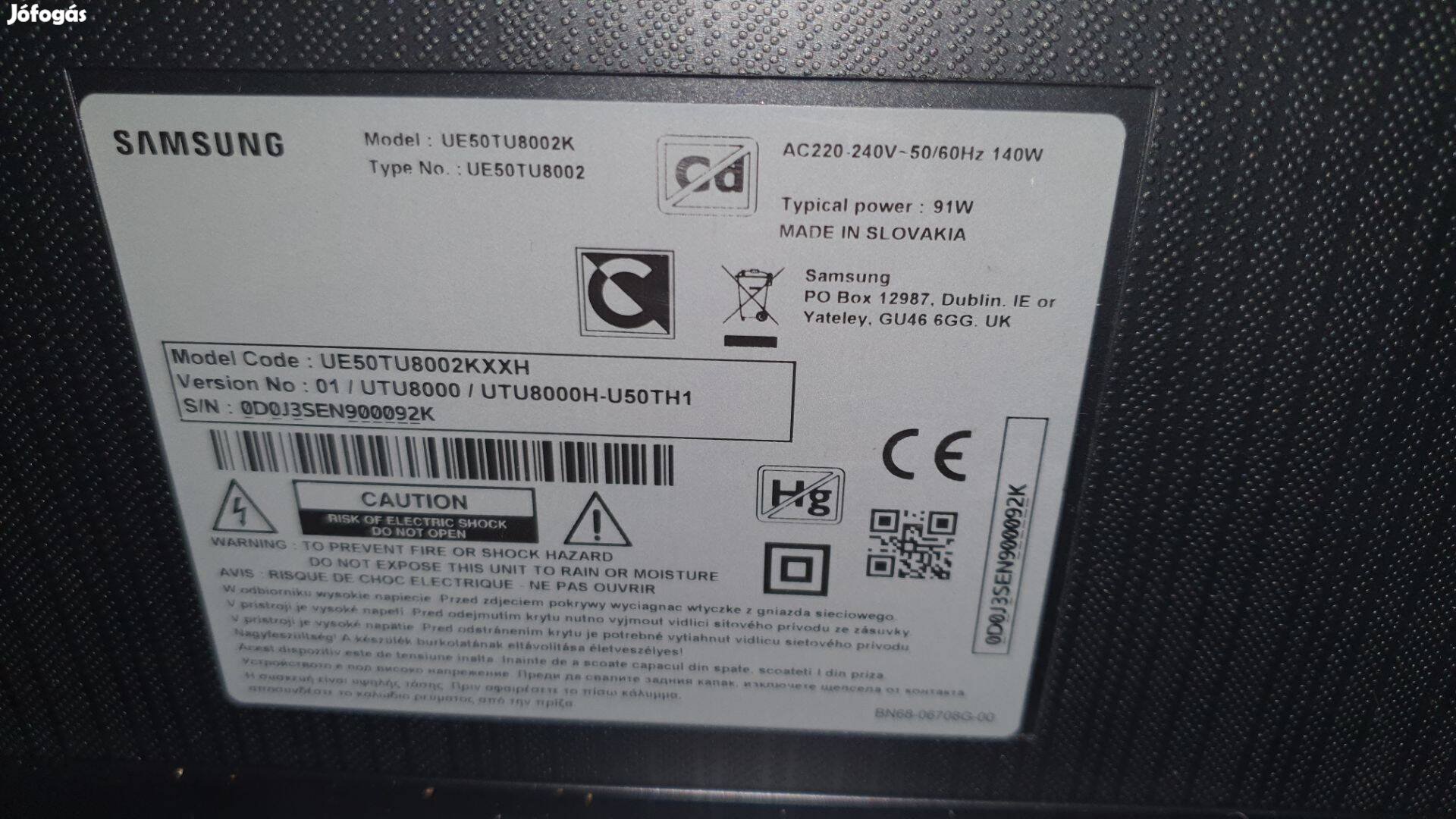 Samsung UE50TU8002K 4K UHD LED tv mainboard