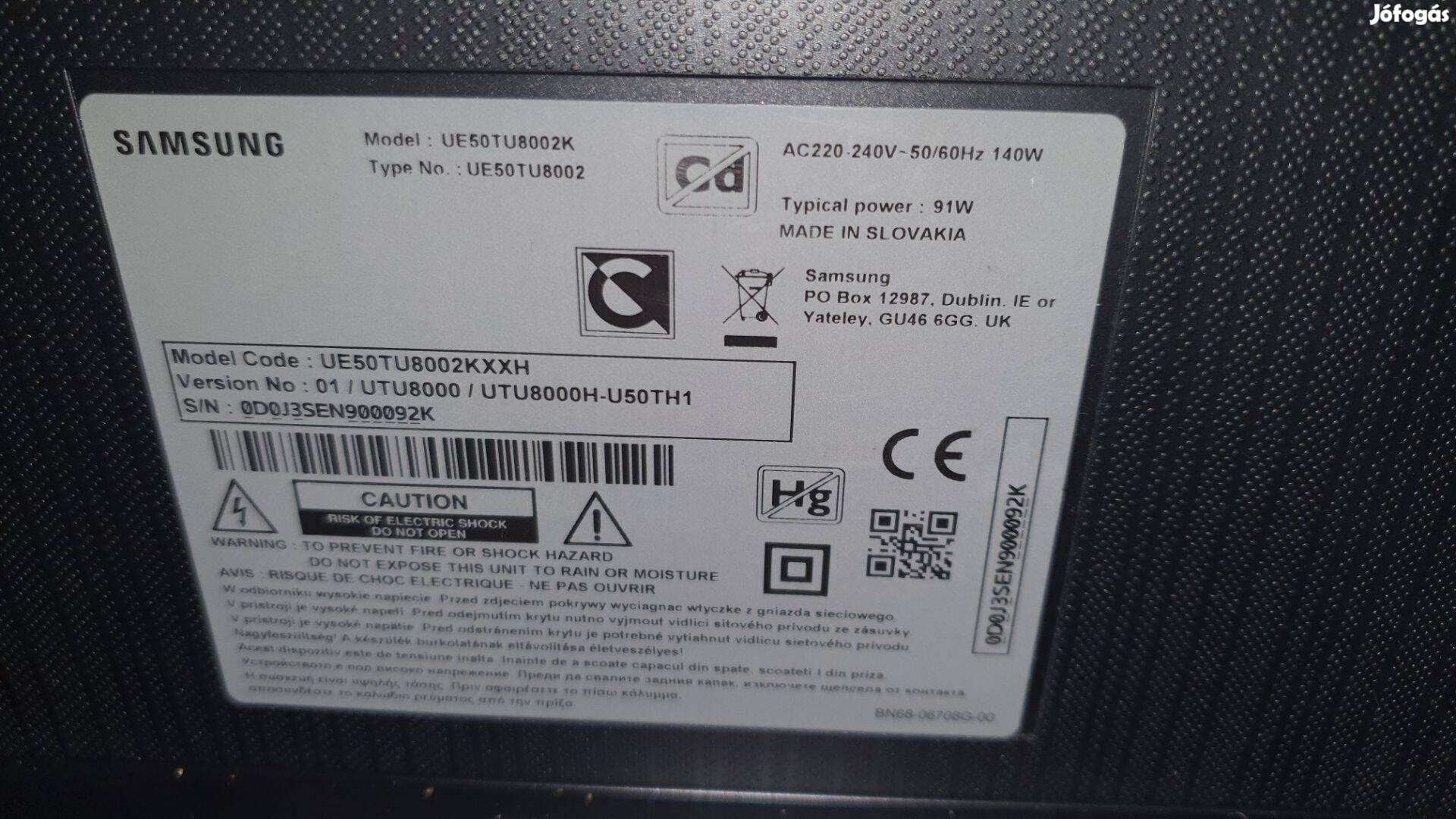 Samsung UE50TU8002K 4K UHD LED tv mainboard V01