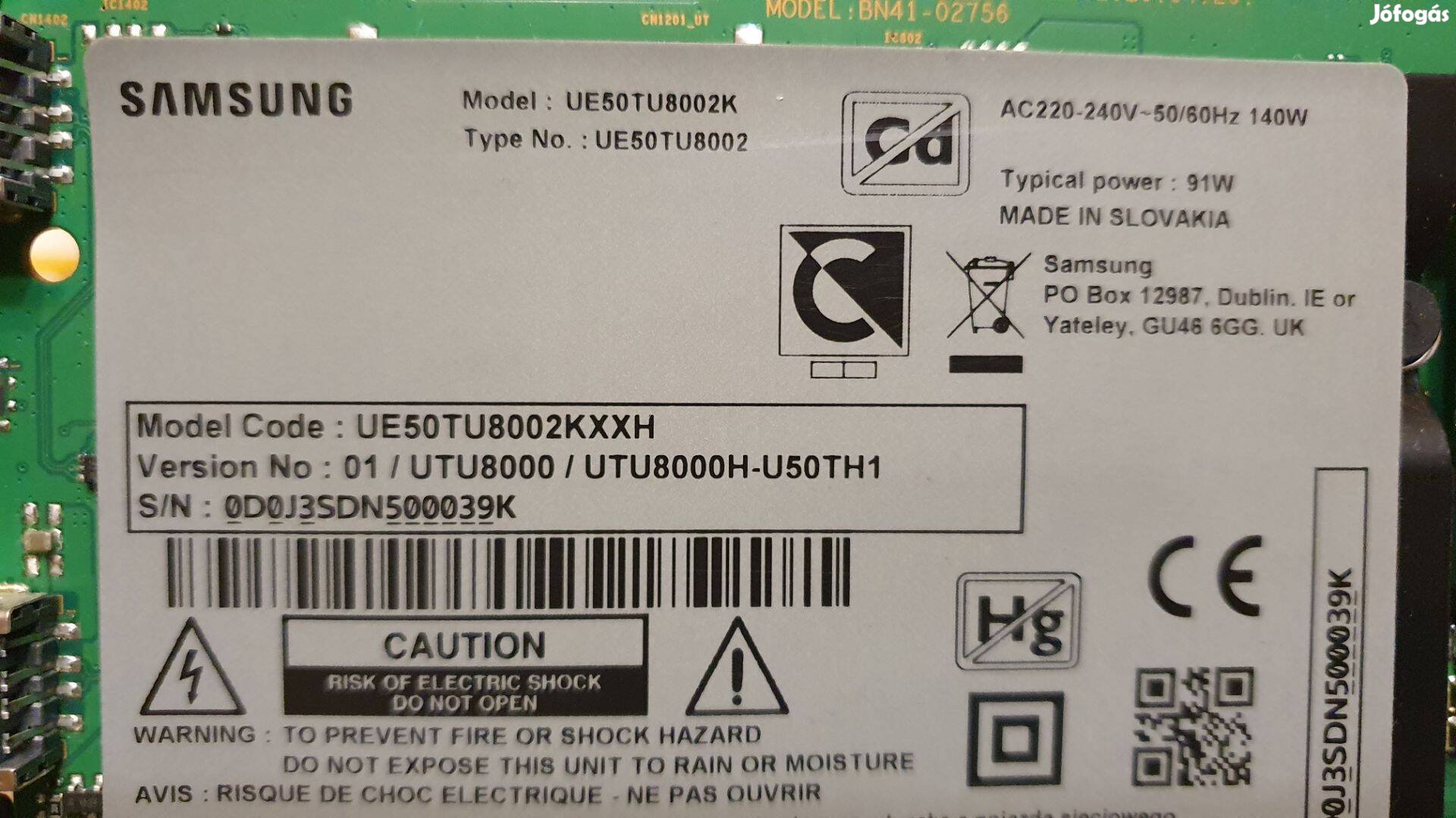 Samsung UE50TU8002K V:01 4K UHD LED tv panelek alkatrésznek