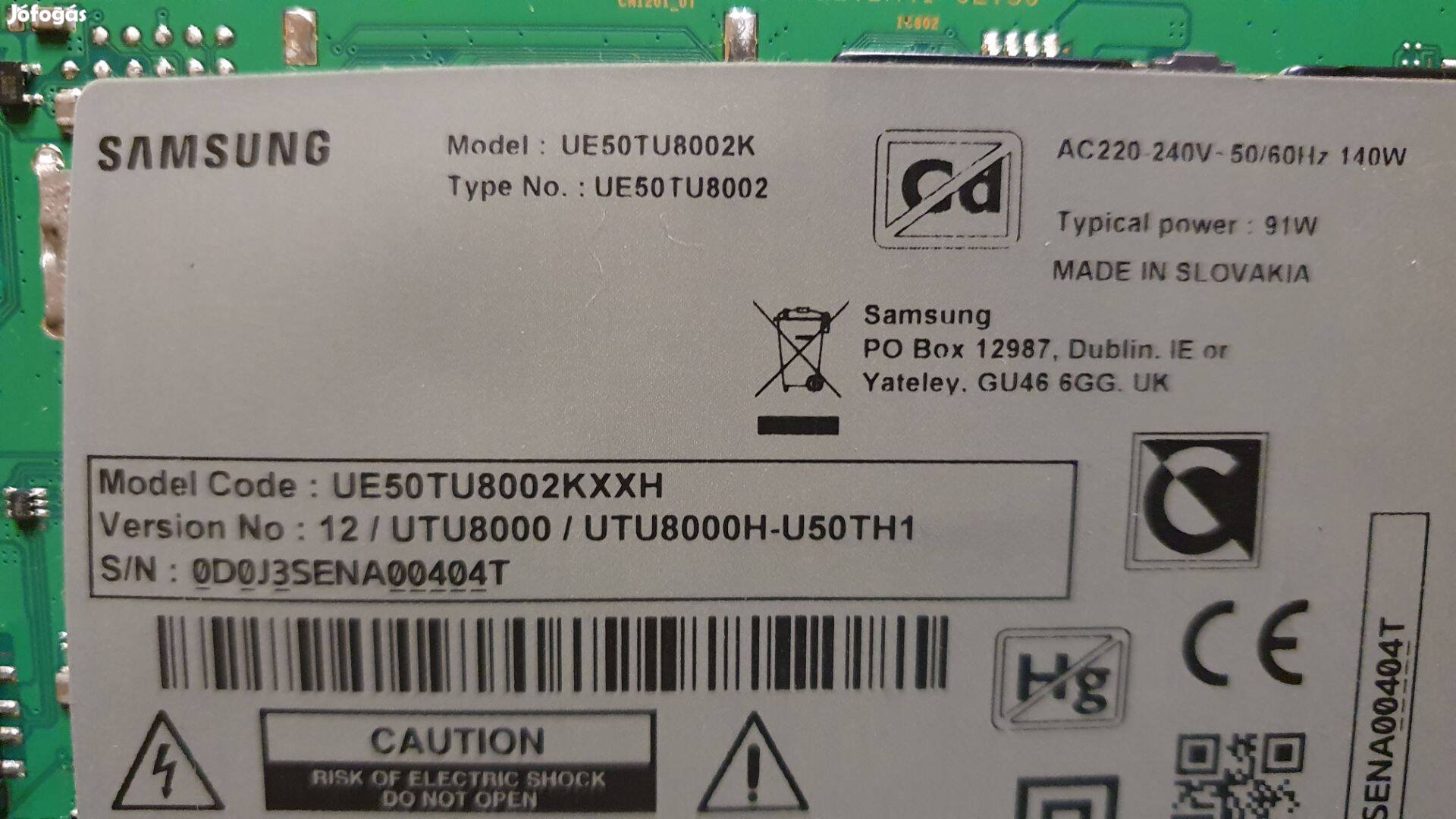 Samsung UE50TU8002K V:12 4K UHD LED tv panelek alkatrésznek