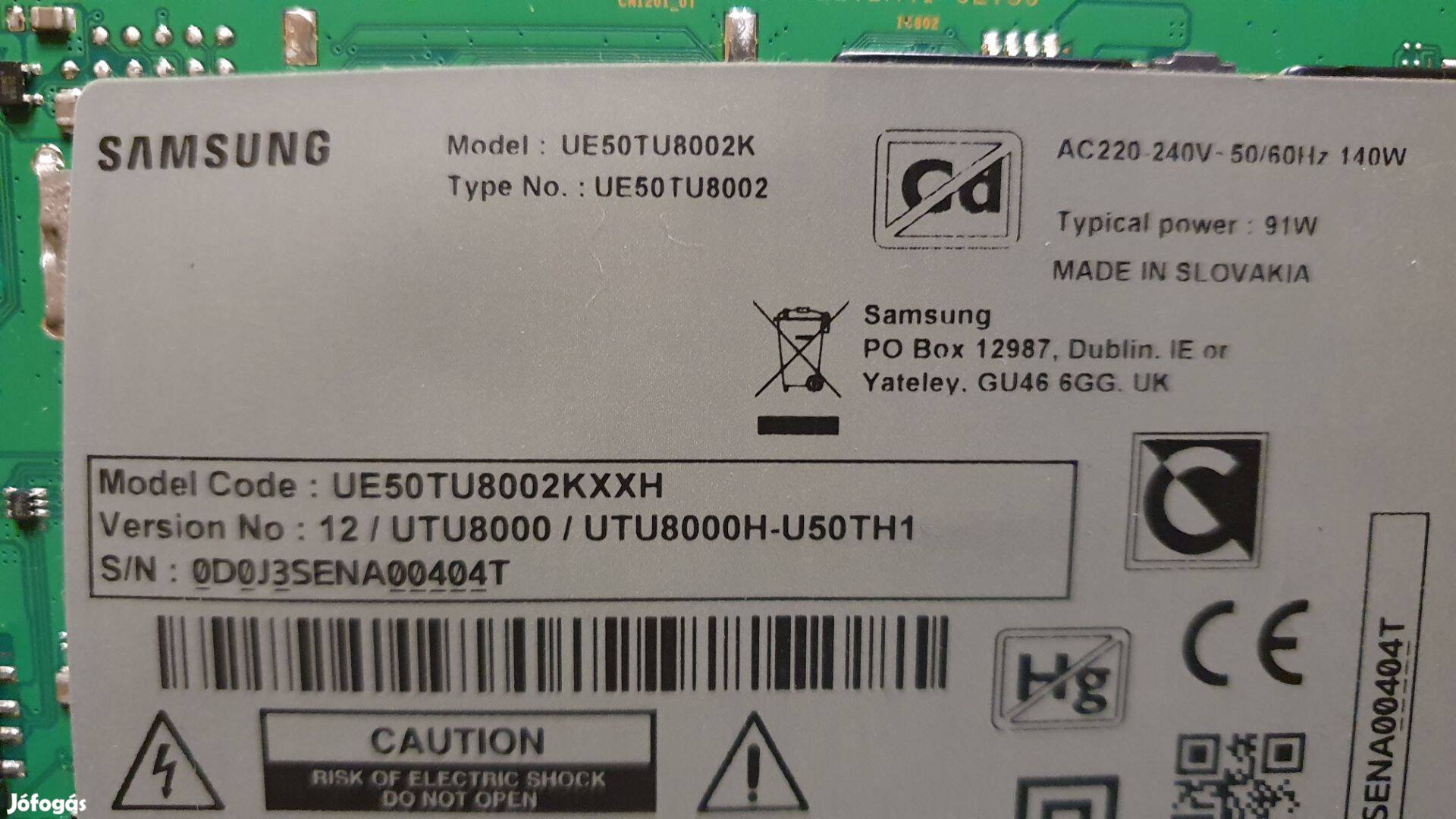 Samsung UE50TU8002K V:12 4K UHD LED tv panelek alkatrésznek