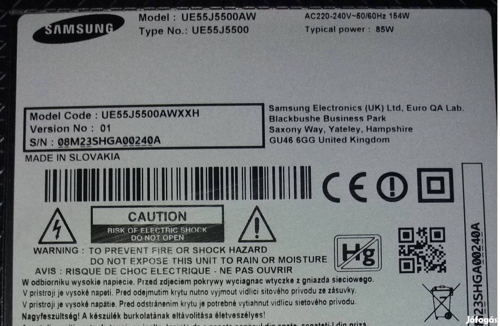 Samsung UE55J5500 LED LCD tv háttér világítás alkatrésznek